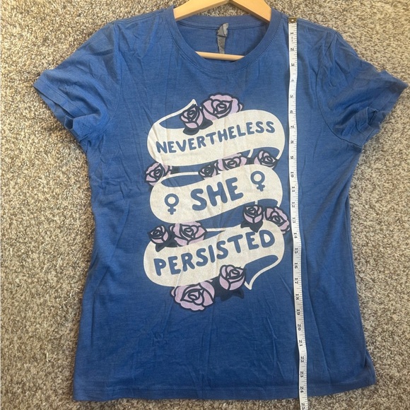 Neverthless She Persisted Blue Graphic Tee Feminist Casual Large - Picture 6 of 6